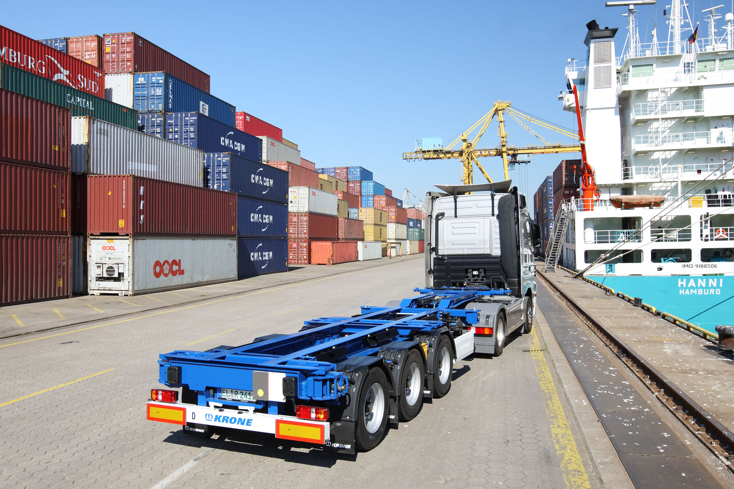 A container chassis is a large, boxy truck. 